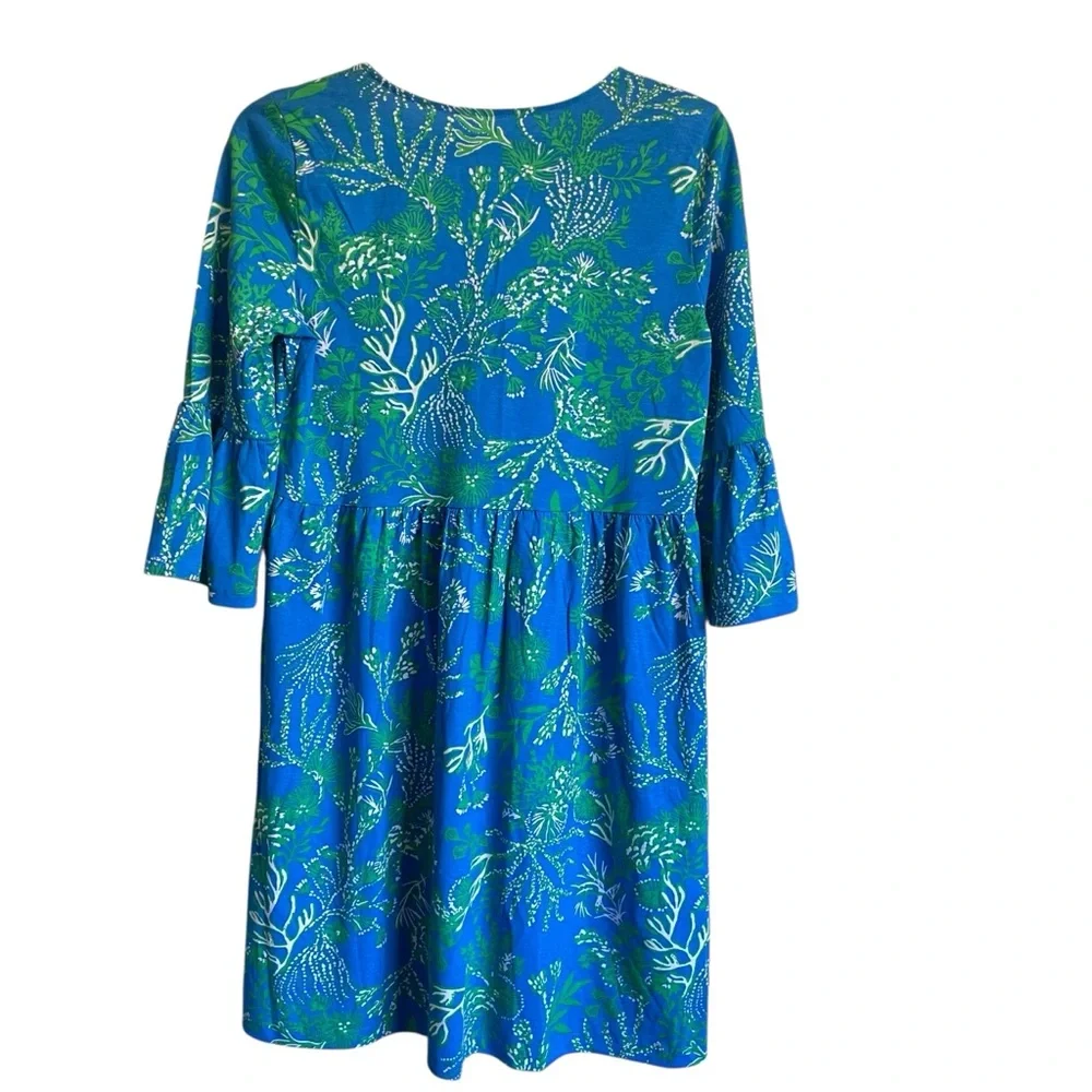 Lilly Pulitzer Jannie V-Neck A-Line Dress Briny Blue A Bit Salty print swing fit - Picture 8 of 12